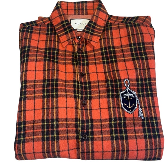 Gucci mens XL red flannel shirt - Picture 5 of 5